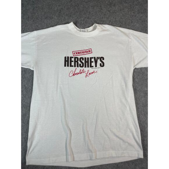 Vintage Certified Hersheys Chocolate Lover T Shirt Mens XL White Cotton Y2K - Picture 2 of 5